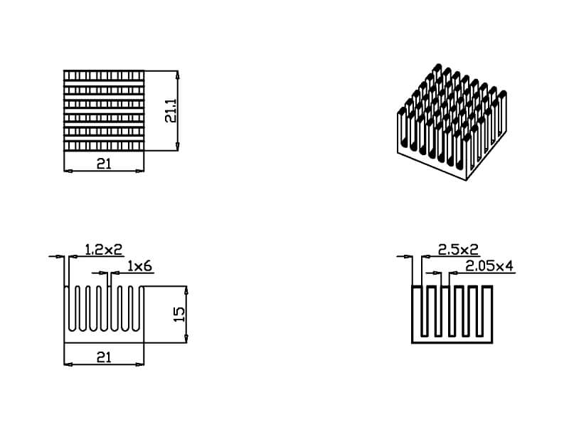 21 x 21 x 15 mm BGA Heatsink