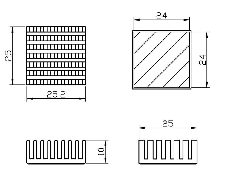 25 x 25 x 10 mm BGA Heatsink