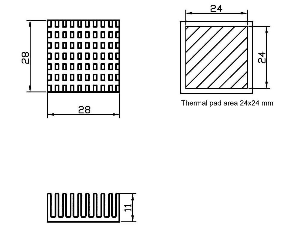 28 x 28 x 11 mm BGA Heatsink