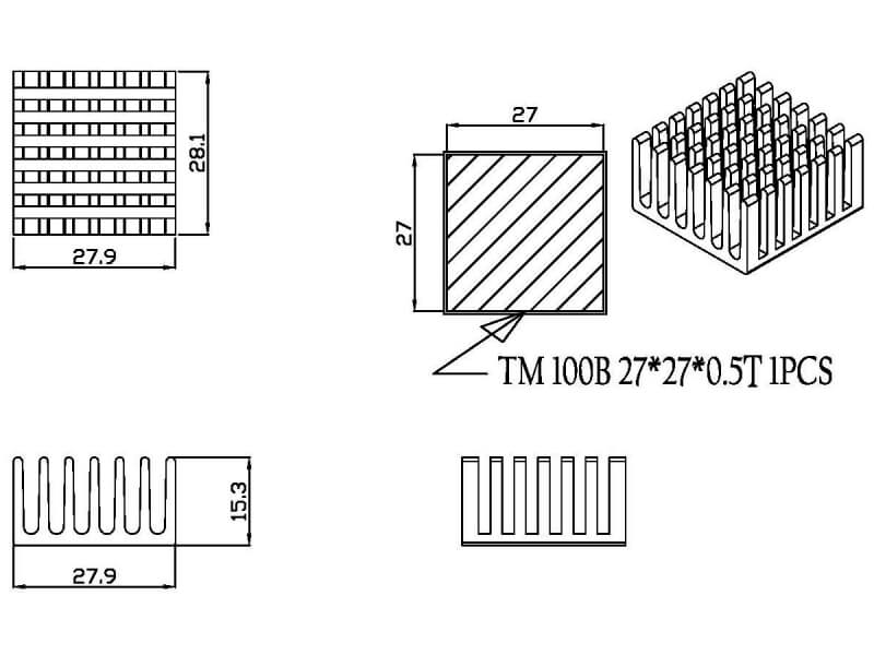 28 x 28 x 15 mm BGA Heatsink