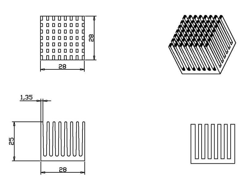 28 x 28 x 25 mm BGA Heatsink